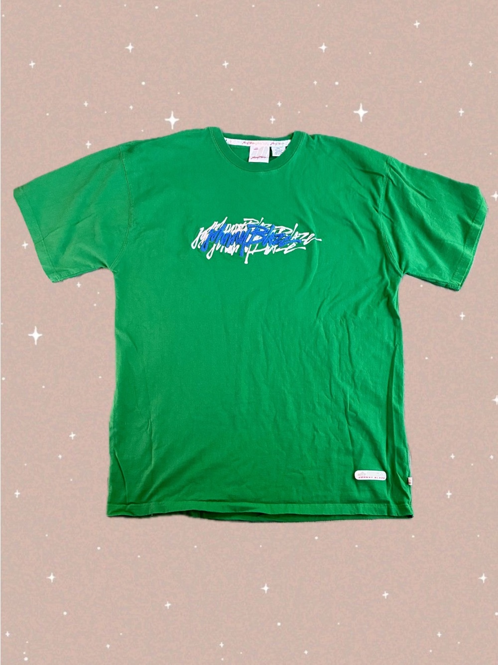 Vintage Y2K Method Man Johnny Blaze Green Chenille Logo Tee Size Mens 2XL